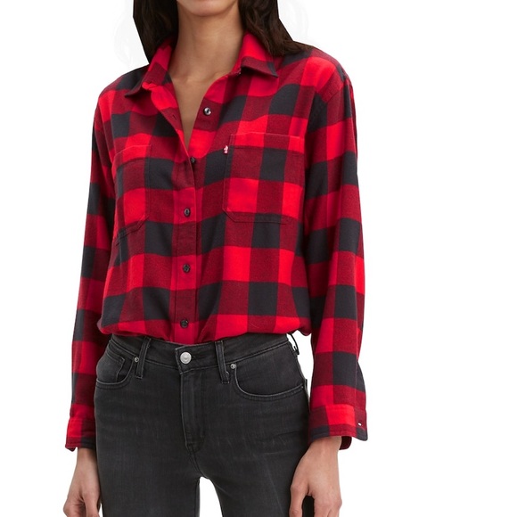 Levi's Tops - Levi’s• Black & Red Plaid Utility Shirt